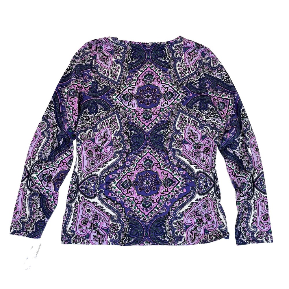 NWT Talbots The Talbots Tee Medium Purple Paisley Medallion Long Sleeve NEW - Picture 6 of 9